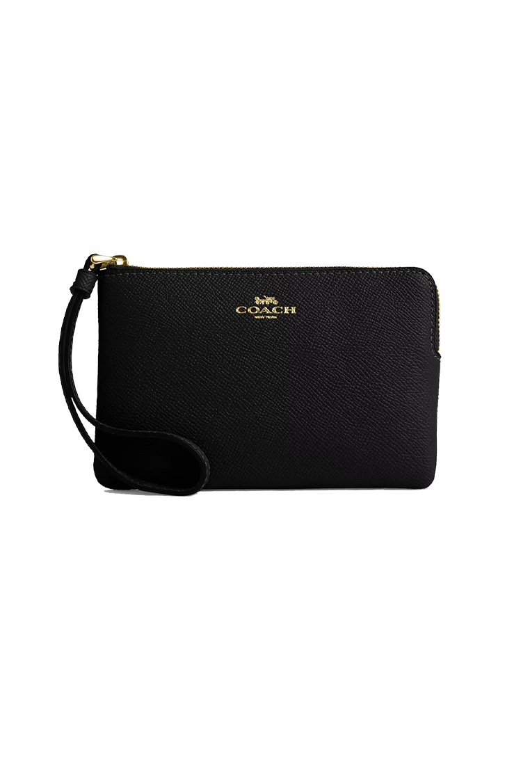 Coach Corner Zip Wristlet Black CV396
