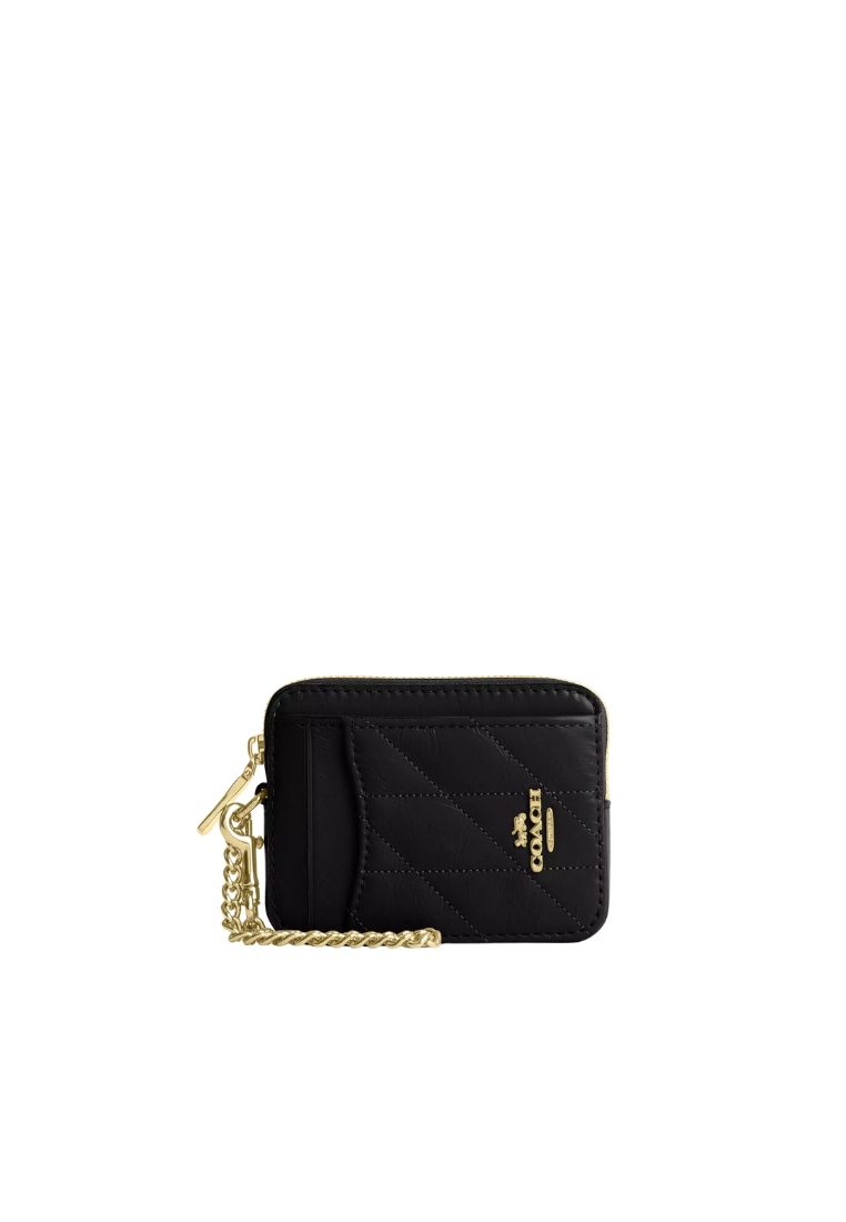 Coach Coach Zip Card Case With Quilting In Black CEC51