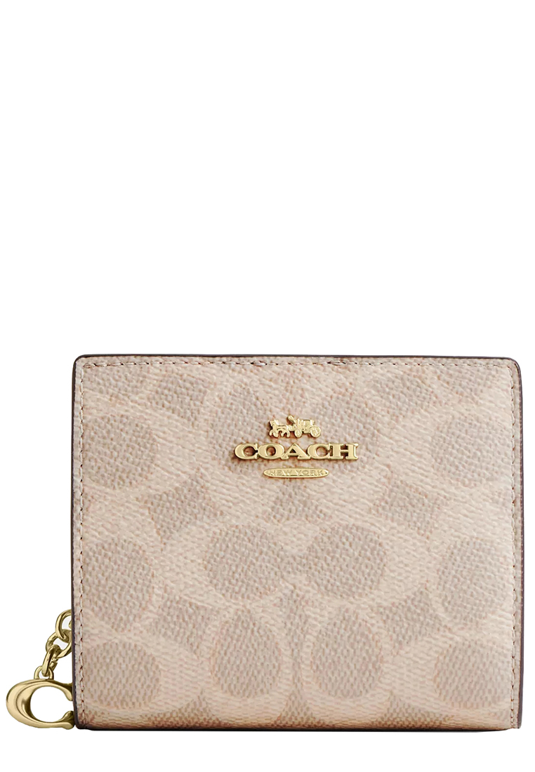 Coach Snap Wallet In Signature Canvas in Sand/ Chalk CW789