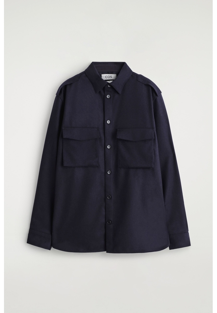 COS EPAULETTE-DETAIL WOOL SHIRT