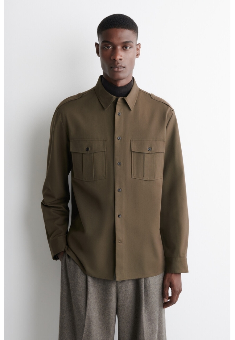 COS EPAULETTE-DETAIL COTTON SHIRT