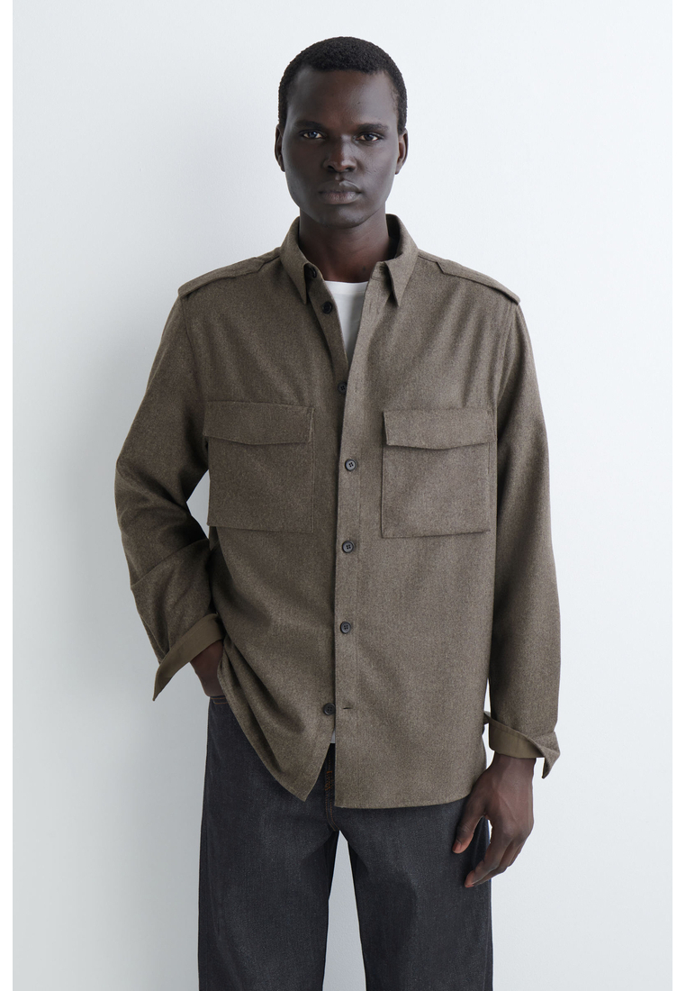 COS EPAULETTE-DETAIL WOOL SHIRT