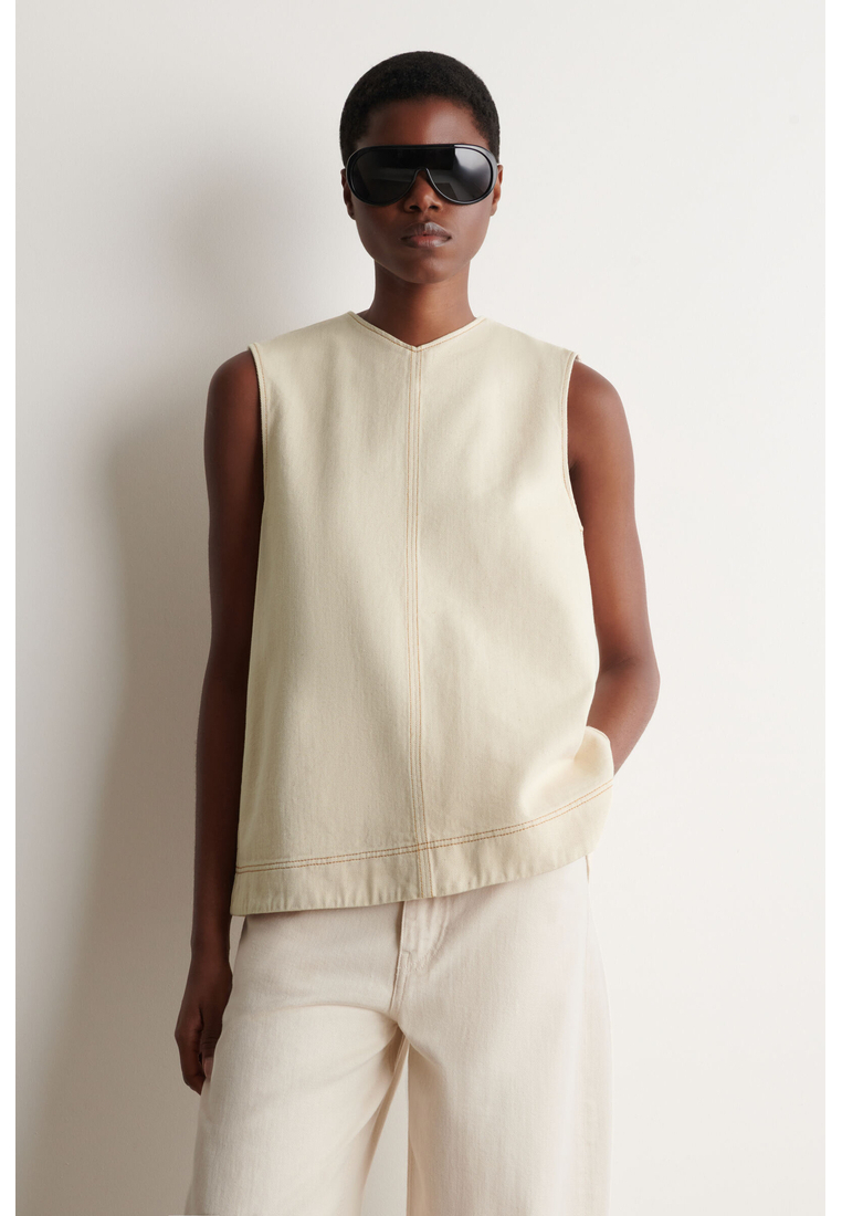 COS V-NECK OPEN-BACK DENIM TOP