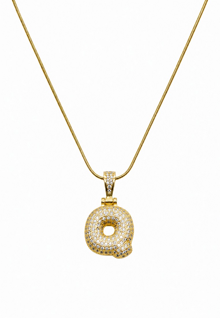 Dandelion Gold Plated Pave Initial Letter Pendant Necklace