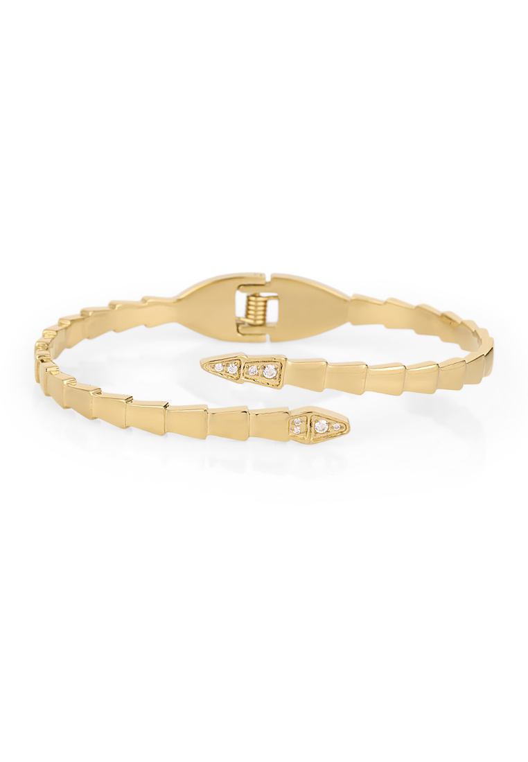 Daniel Klein Women Gold Stainless Steel Snake Bangle Bracelet DKJ.3.10007-2