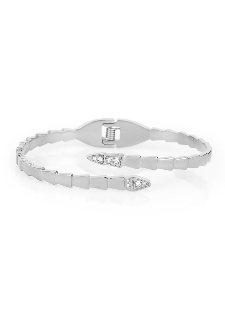 Daniel Klein Women Silver Stainless Steel Snake Bangle Bracelet DKJ.3.10007-1