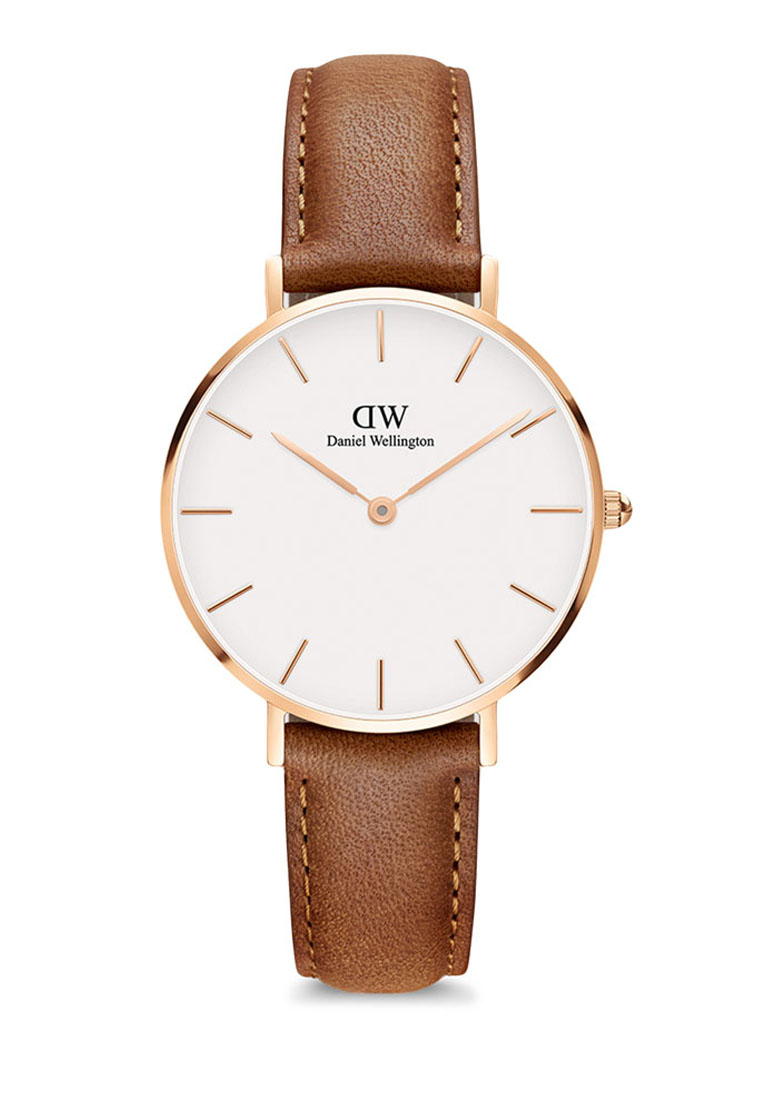 Daniel Wellington Petite Durham 32mm Watch White dial Leather strap Rose Gold Female watch Ladies wa