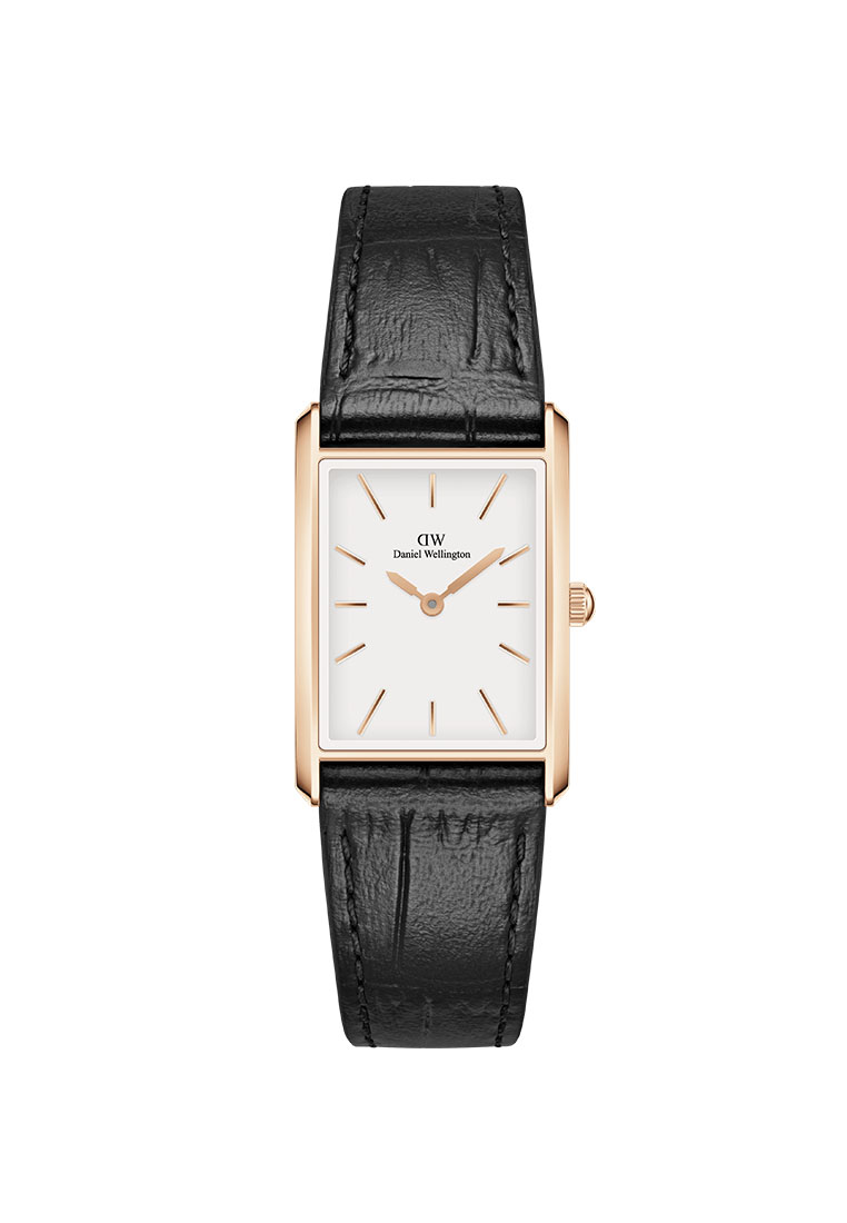 Daniel Wellington Bound 32x22mm Black Crocodile - Rose Gold - White Dial - Fashion Watch for women -