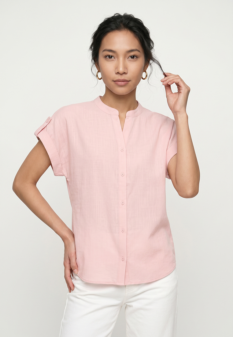 DeFacto Band Collar Short Sleeve Shirt