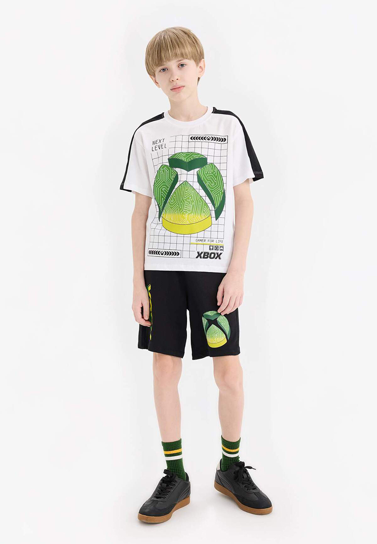 DeFacto Boy's Xbox 2-Piece Suit Short Sleeve T-Shirt Elastic Waist Shorts E4191A825Sm