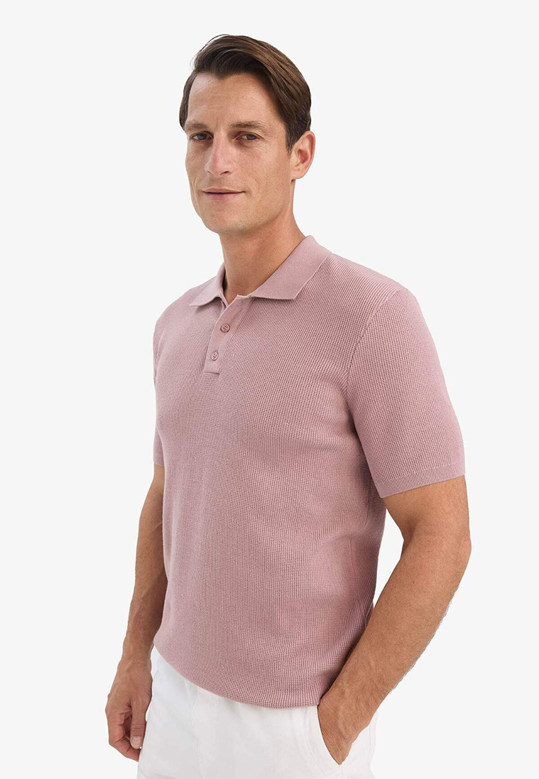 DeFacto 100% Cotton Standard Fit Polo Neck Short Sleeve Knit T-Shirt E5866Ax25Sp
