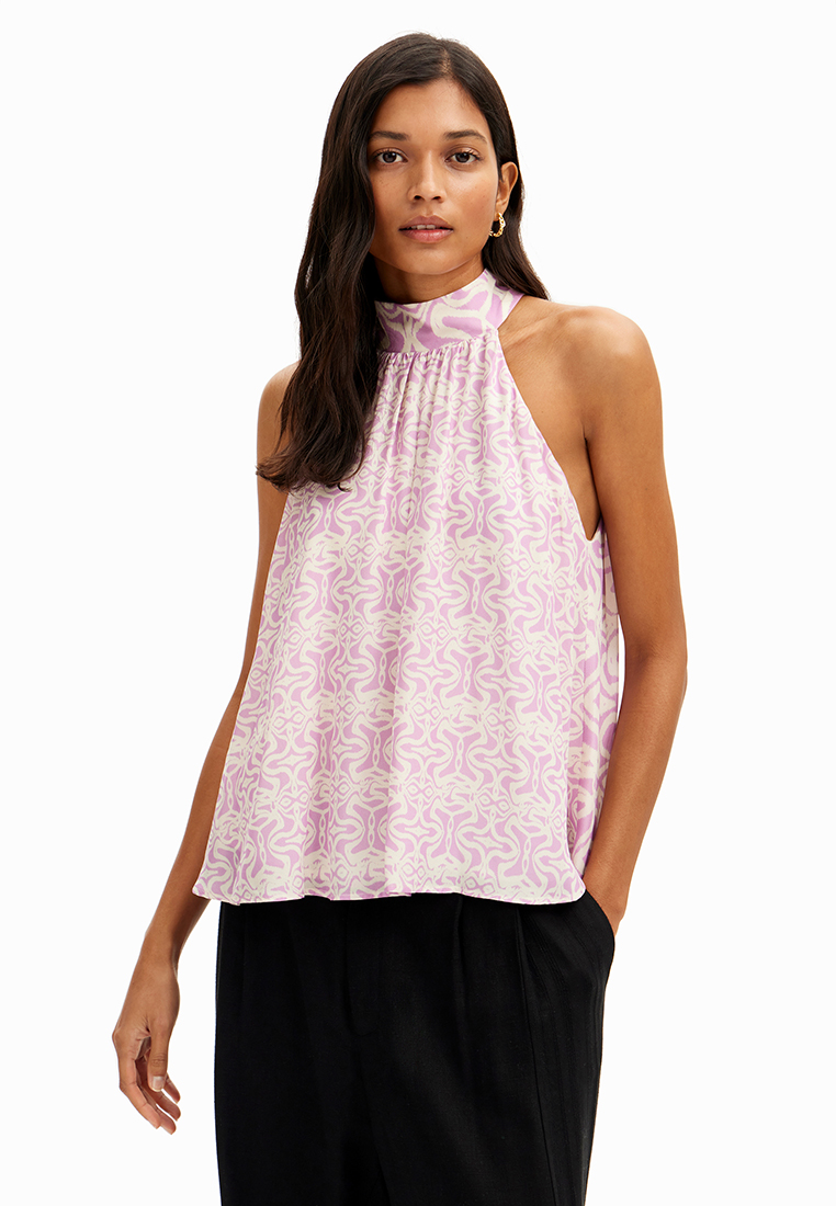Desigual Desigual Woman Halter border blouse.
