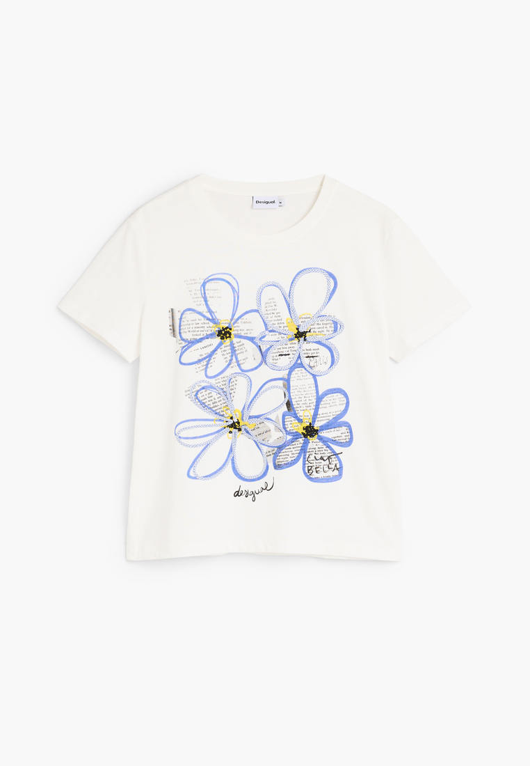 Desigual Four-Flower Print T-Shirt