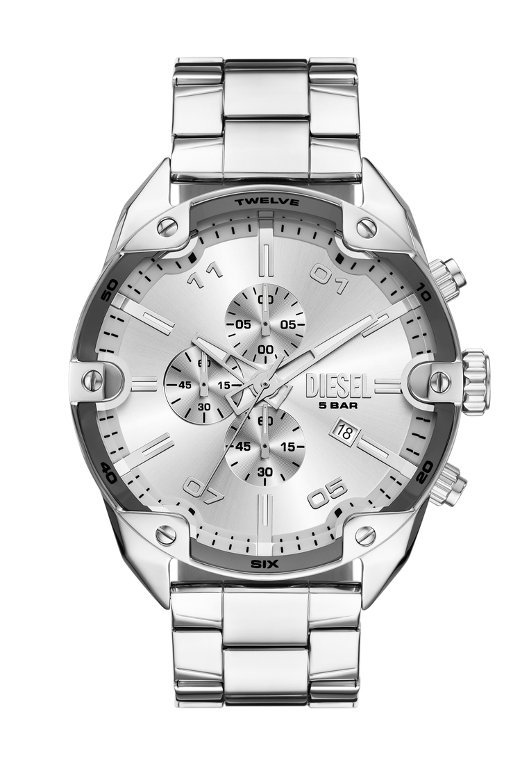 Diesel Diesel Men's Spiked Chronograph Watch ( DZ4677 ) - Quartz, Silver Case, Round Dial, 24 MM Sil