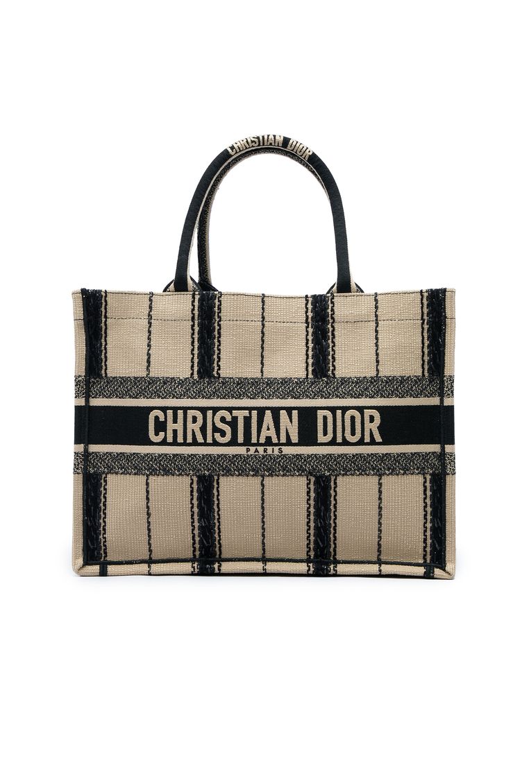 Dior Pre-Loved Dior Medium Embroidered Canvas Bayadere Book Tote