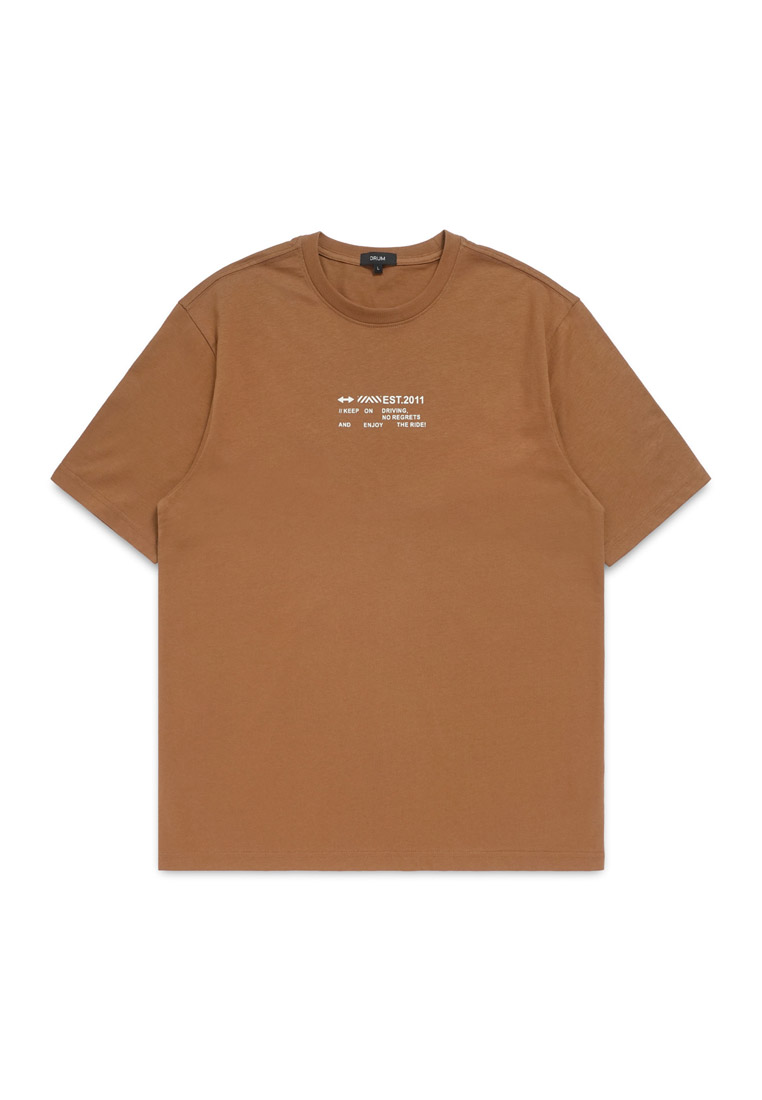 DRUM Est 2011. 2 Side Print Relaxed Fit Tee- Brown