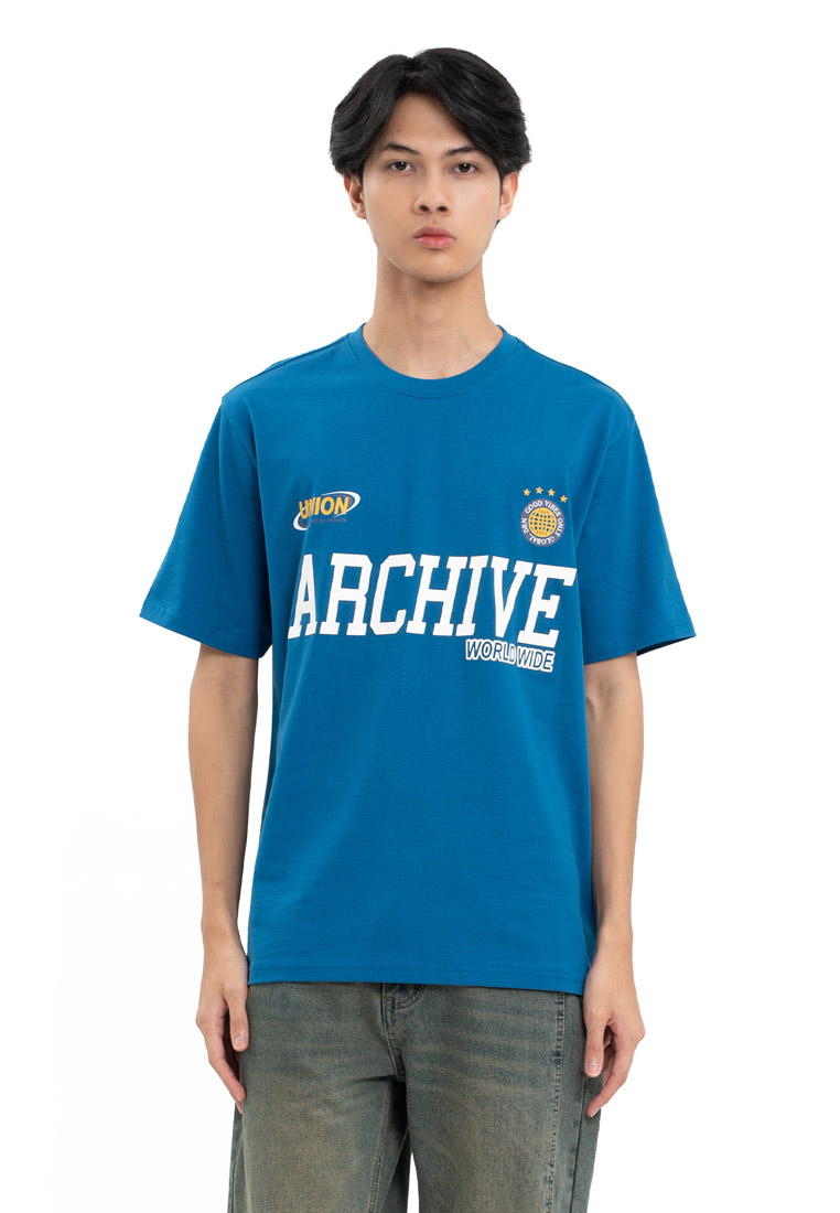DRUM Archive Worldwide Relaxed Fit Tee- Blue