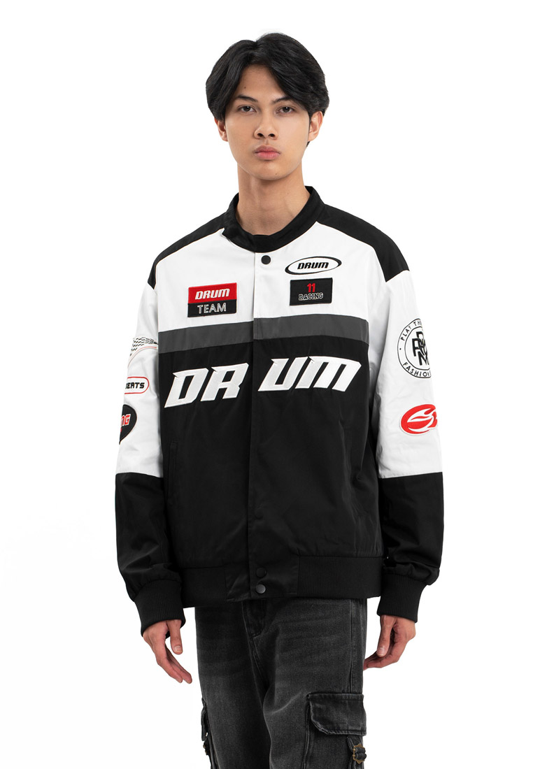 DRUM SELECT Embroidery Patches Racing Collection Jacket - Black