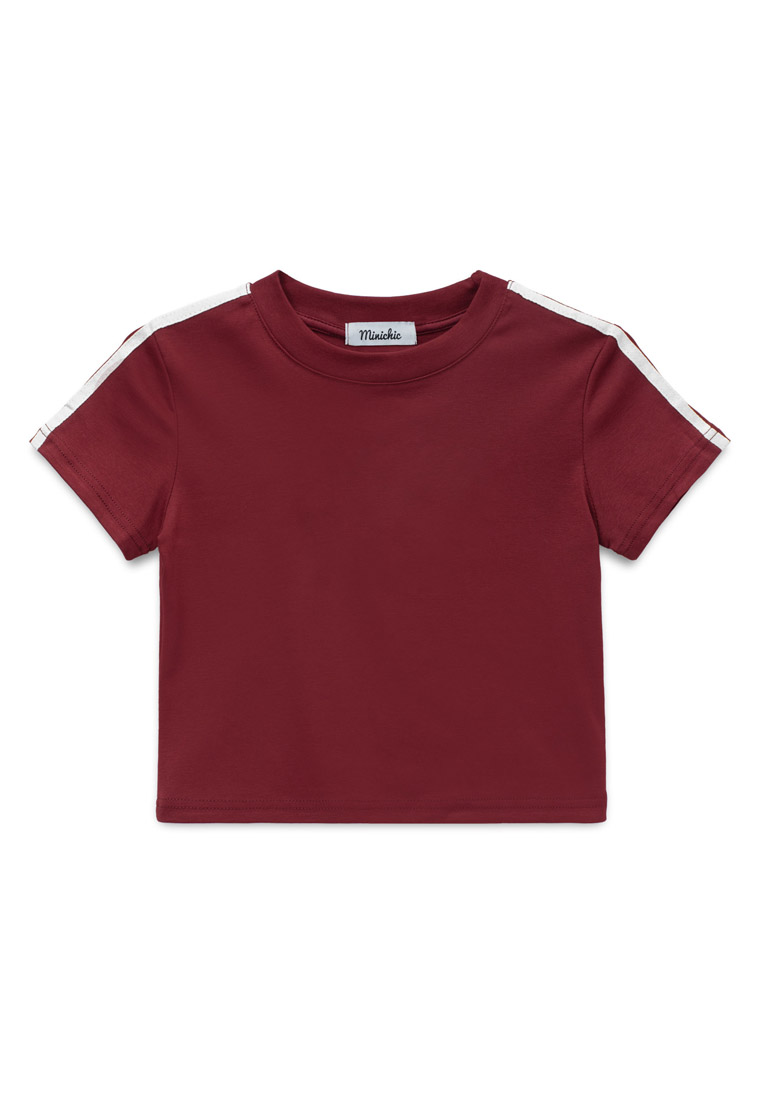 DRUM Women Shoulder Tapping Crop Top- Maroon