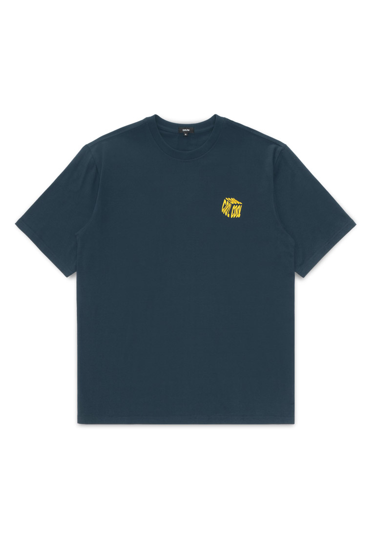 DRUM Cool Cube 2 Side Print Relaxed Fit Tee- Navy