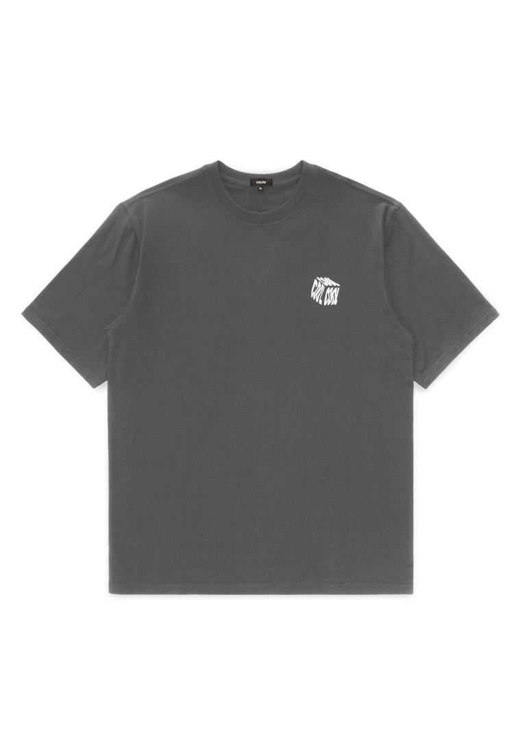 DRUM Cool Cube 2 Side Print Relaxed Fit Tee- Grey
