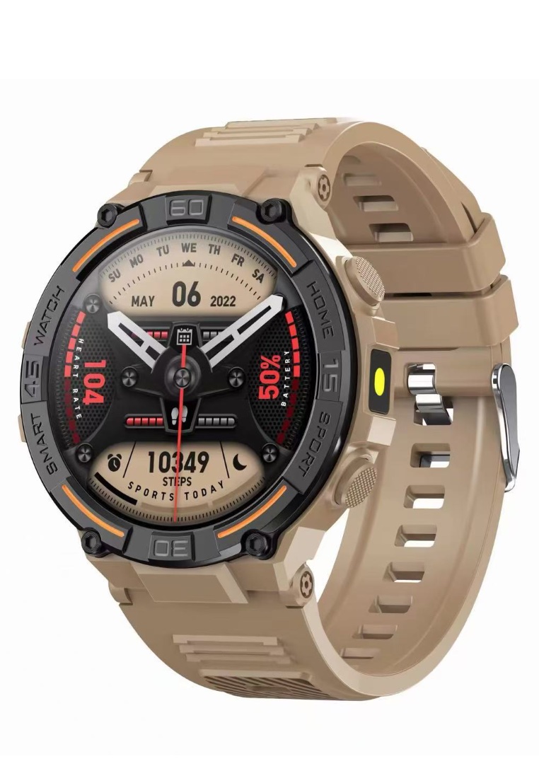 EGLANTINE Unisex IOS/Android khaki SmartWatch with khaki Rubber Strap