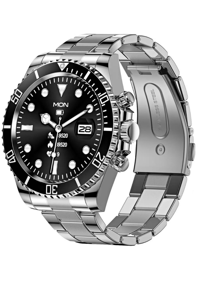 EGLANTINE Smart Watch 46mm, Waterproof, Stainless Steel Bracelet