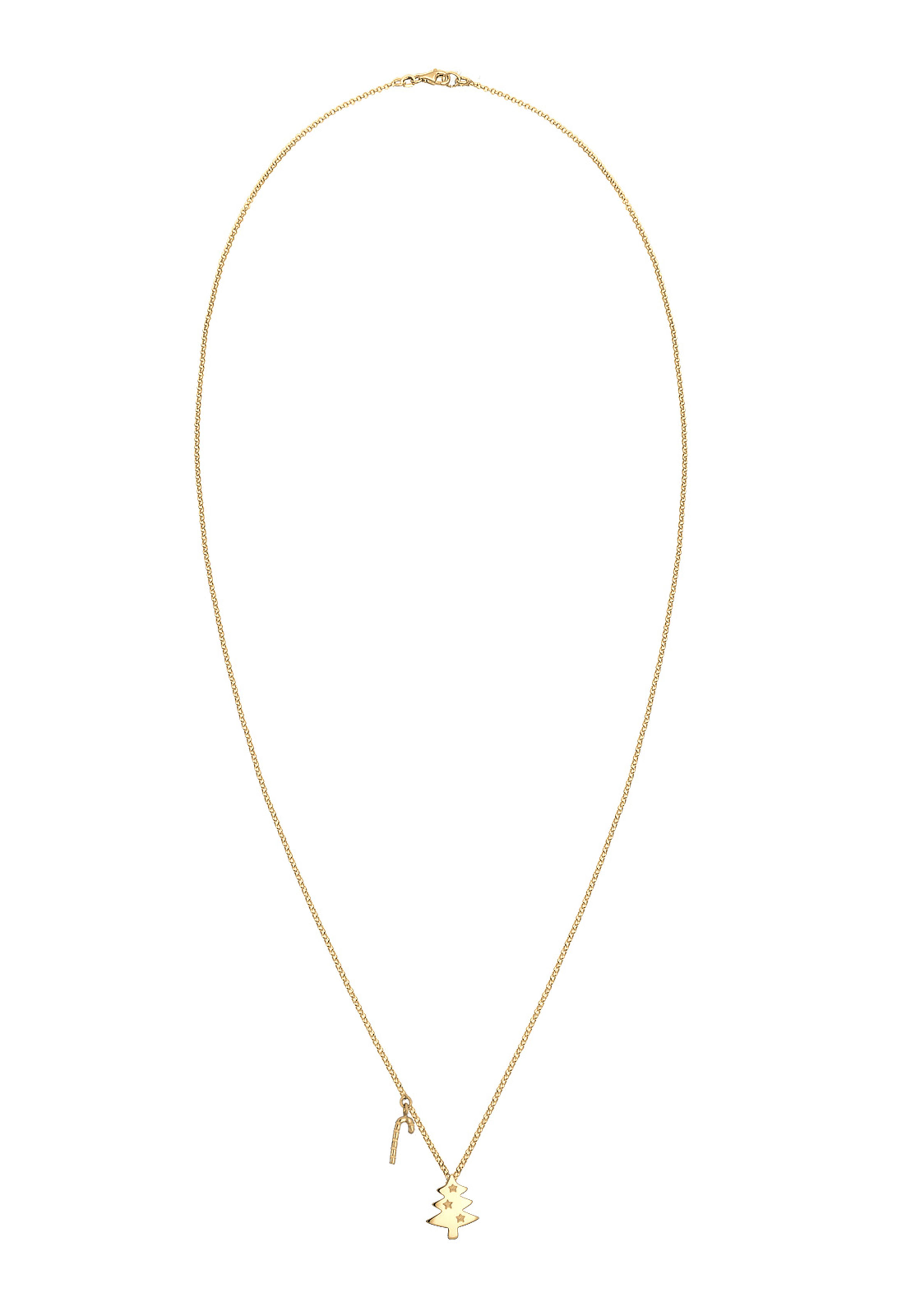 ELLI GERMANY Necklace Christmas Tree Candy Cane Gold Plated