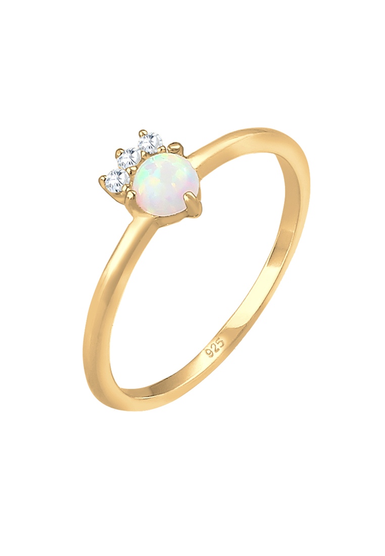 ELLI GERMANY Ring Vintage Opal Zirconia Stone Gold Plated