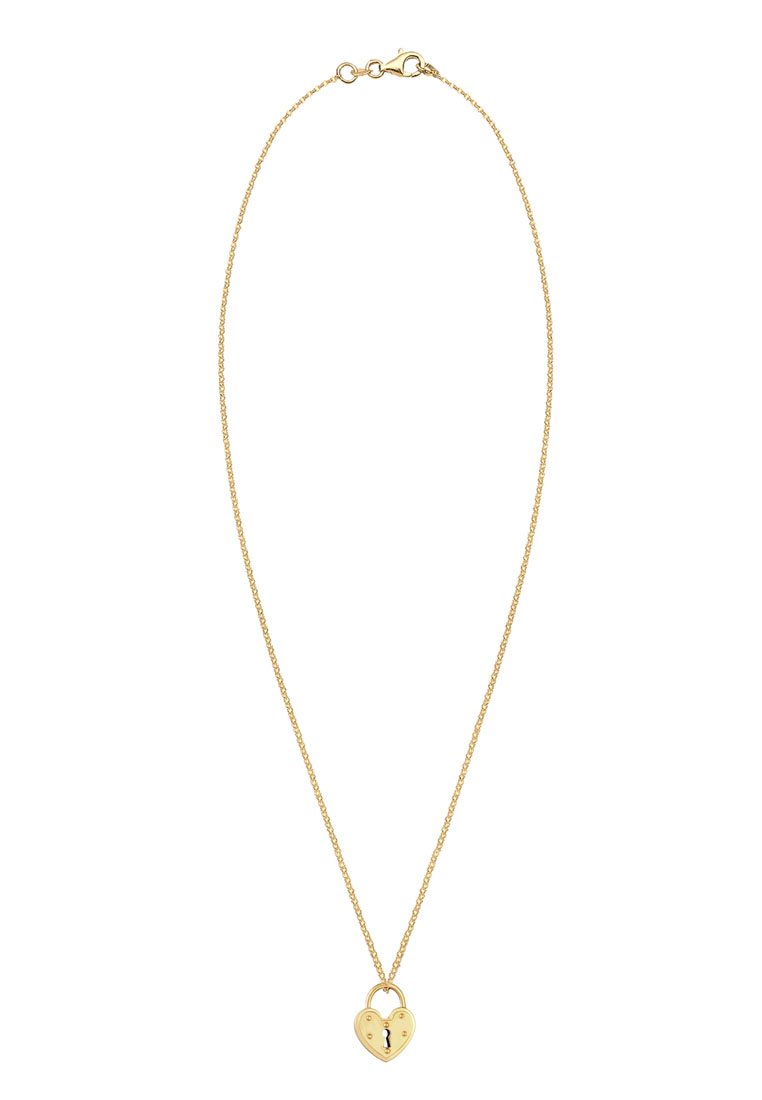 ELLI GERMANY Heart Lock Pendant Gold Plated Necklace