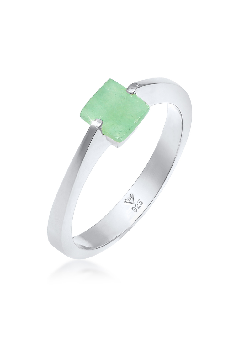 ELLI GERMANY Ring Green Square Classic Modern Jade Gemstone