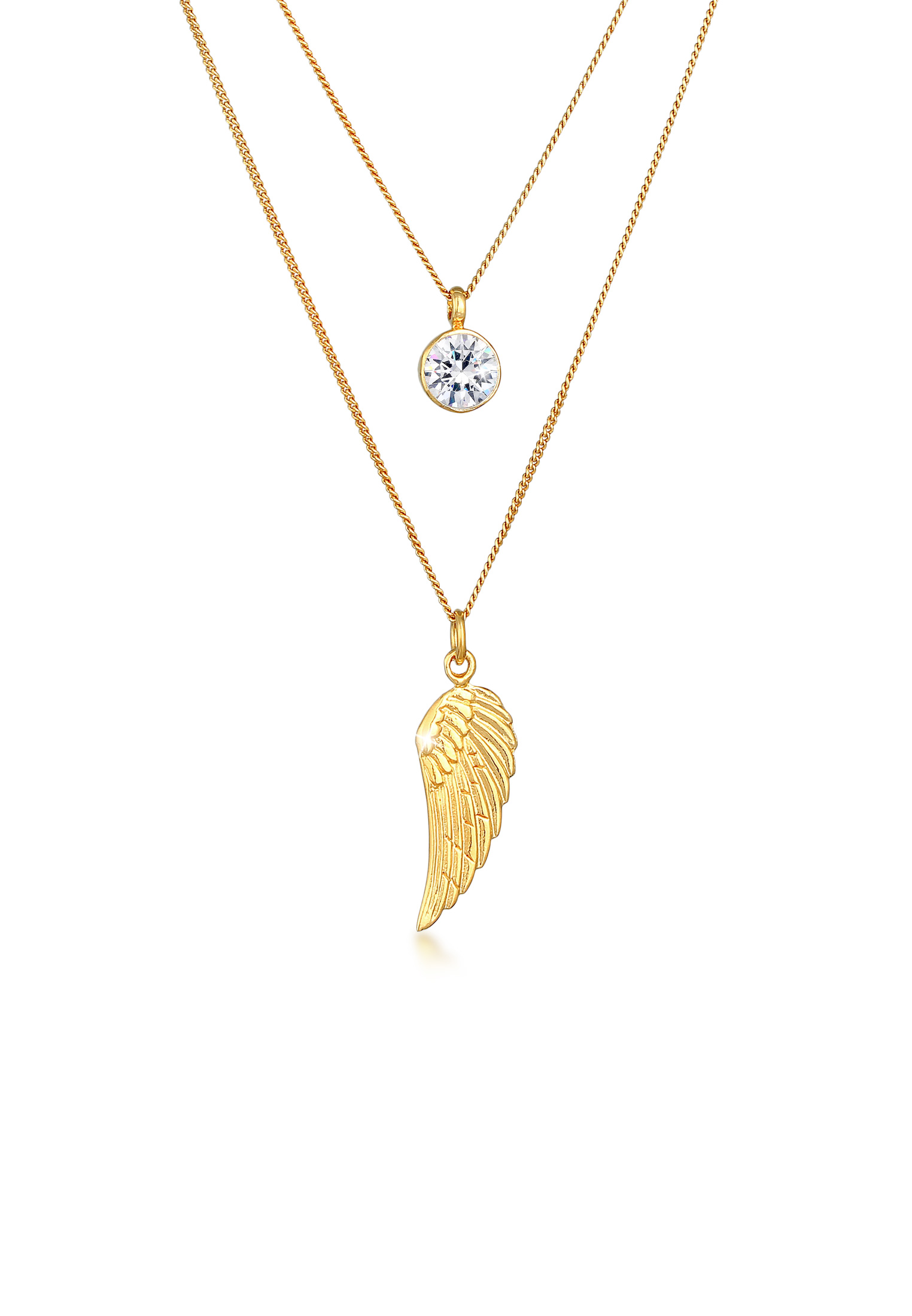 ELLI GERMANY Necklace Layer Wings Symbol Crystal Gold Plated
