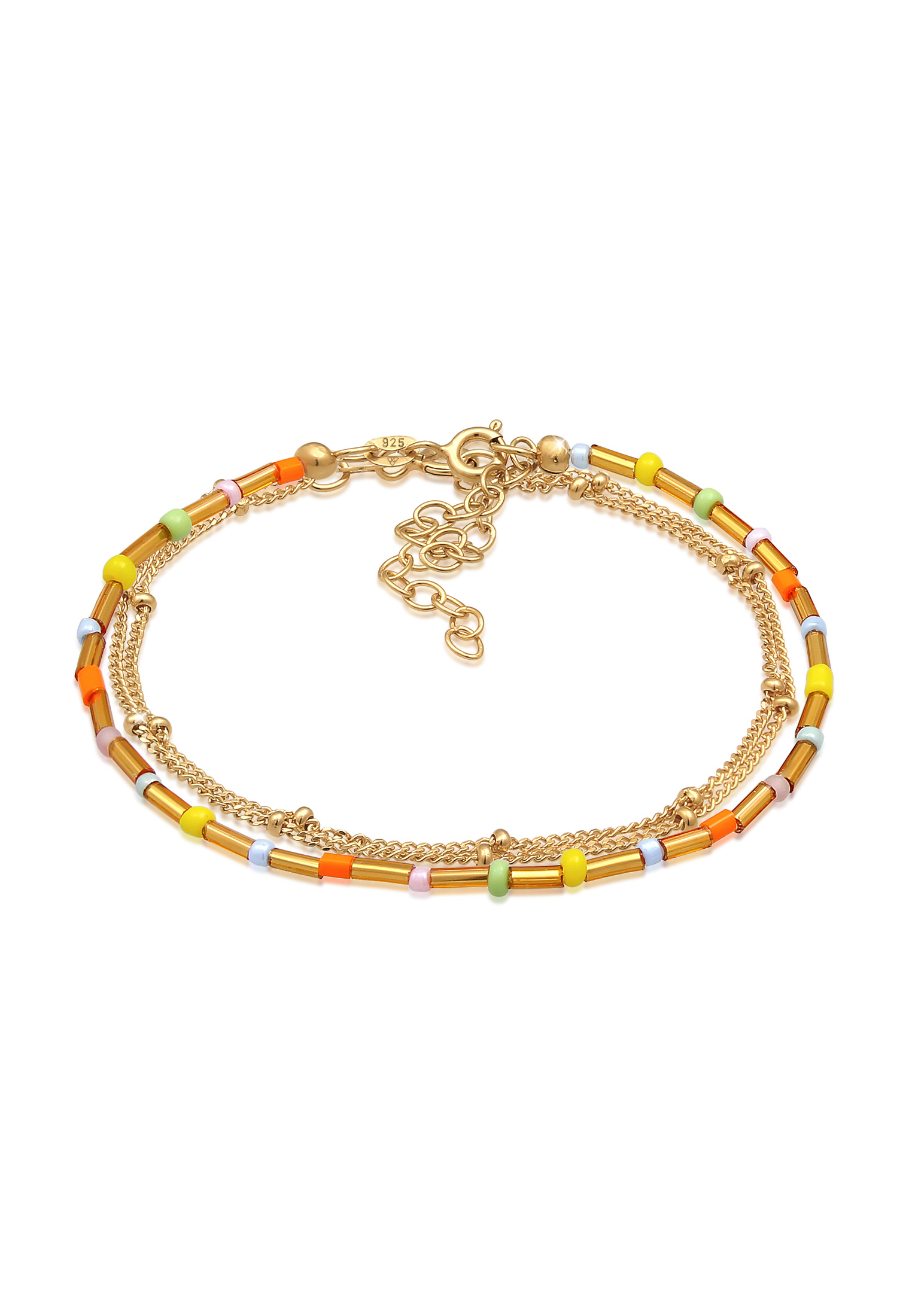 ELLI GERMANY Bracelet Layer Beads Colorful Set Of 2 Gold Plated