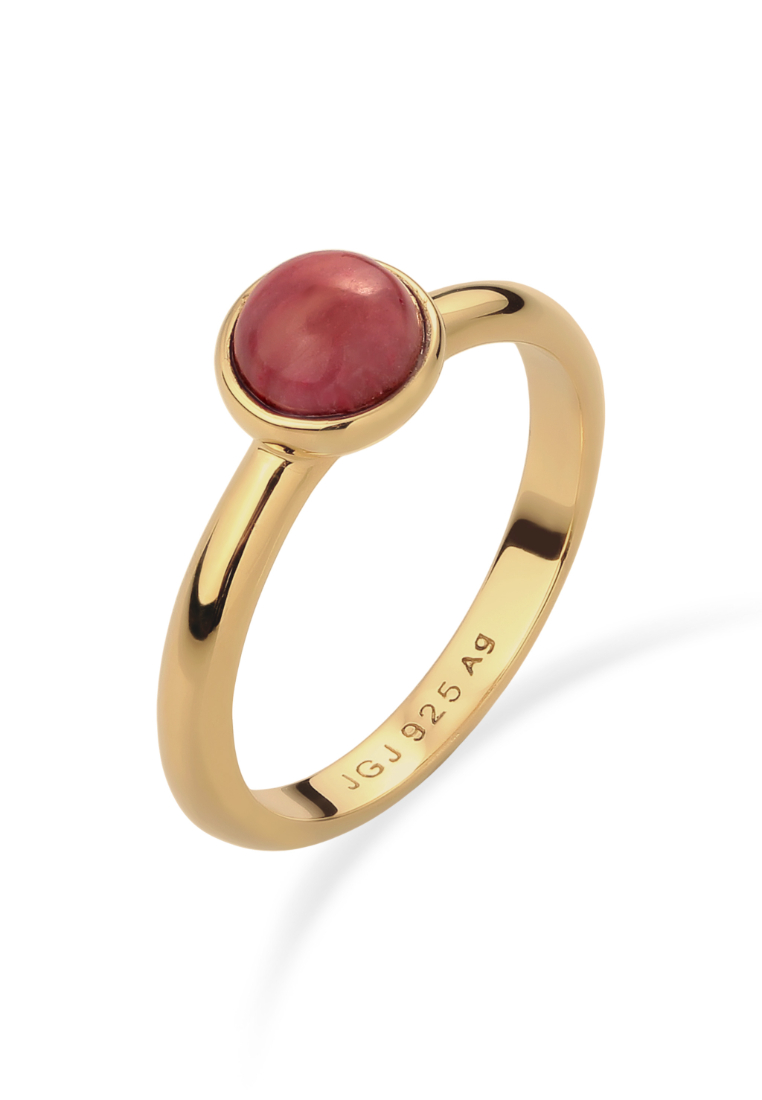 ELLI GERMANY Red Agate Cabochon Ring – Gold-Plated Silver