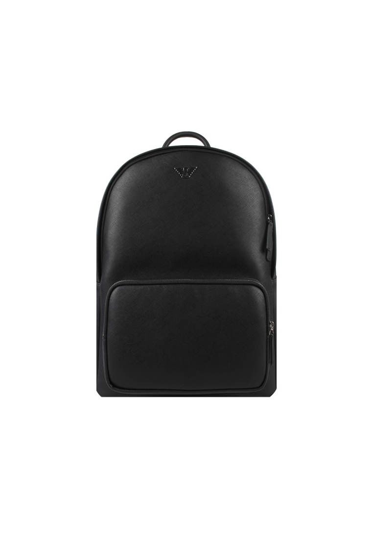 Emporio Armani ASV Regenerated Saffiano Leather Round Backpack in Black Y4O250 Y138E