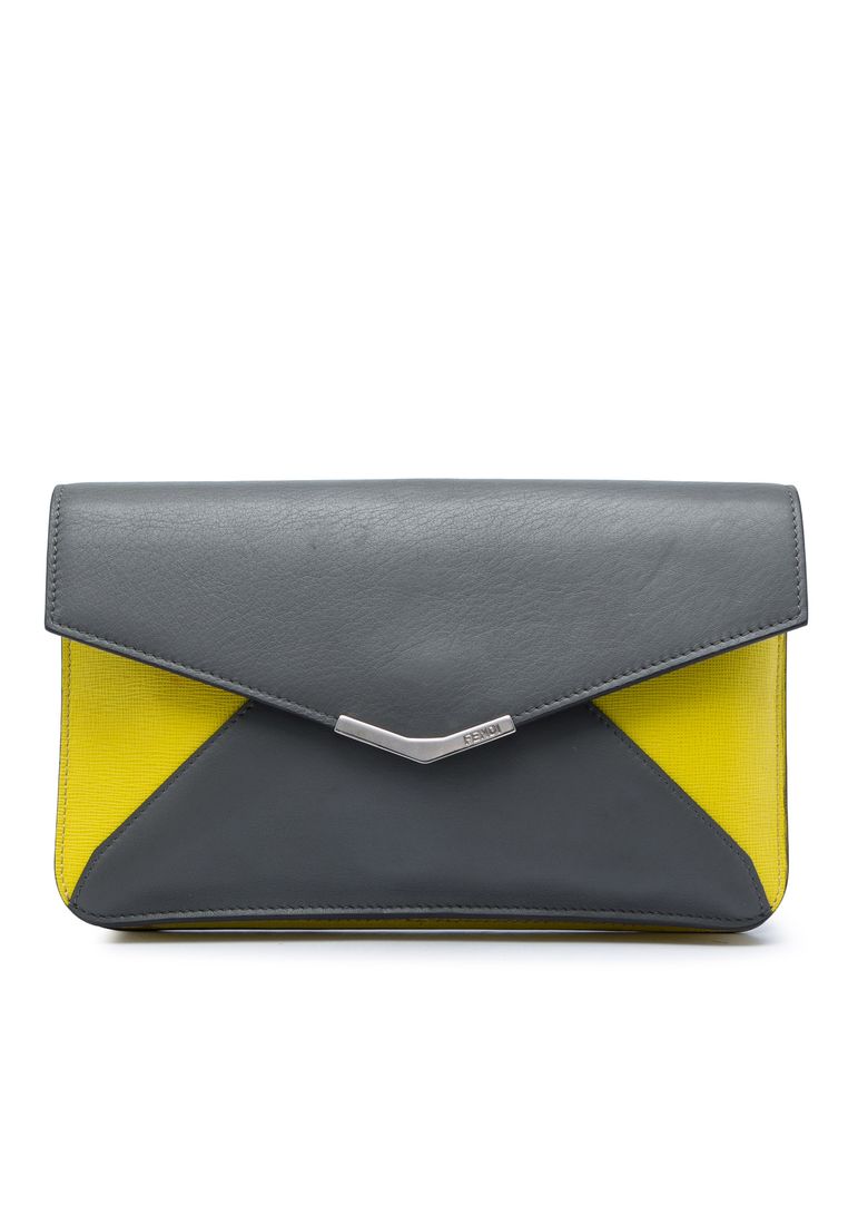 Fendi Pre-Loved Fendi Bicolor Leather 2jours Envelope Clutch