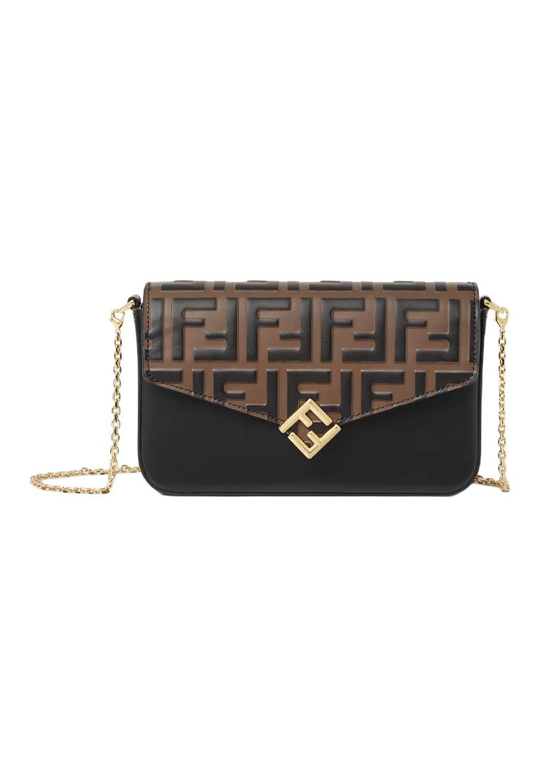 Fendi FF Diamonds Women's Crossbody Bag in Black Splicing Brown 8M0509 AVN9
