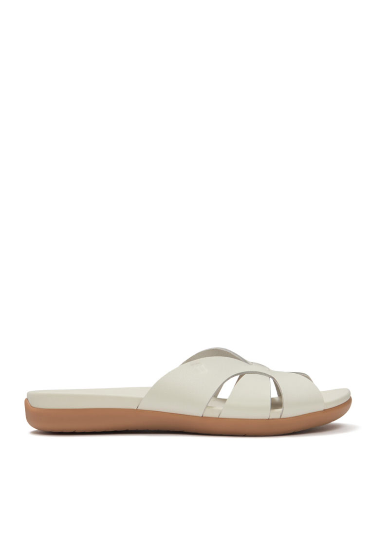 FitFlop FitFlop SOLAY Waterproof-Leather Woven Slides - Cream (A6A-477)