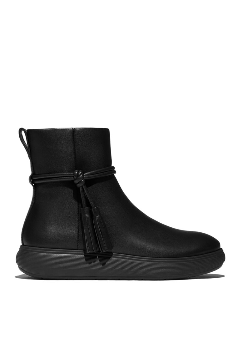 FitFlop FitFlop iQ-COMFF Tassel Leather Short Boots - All Black (E3A-090)