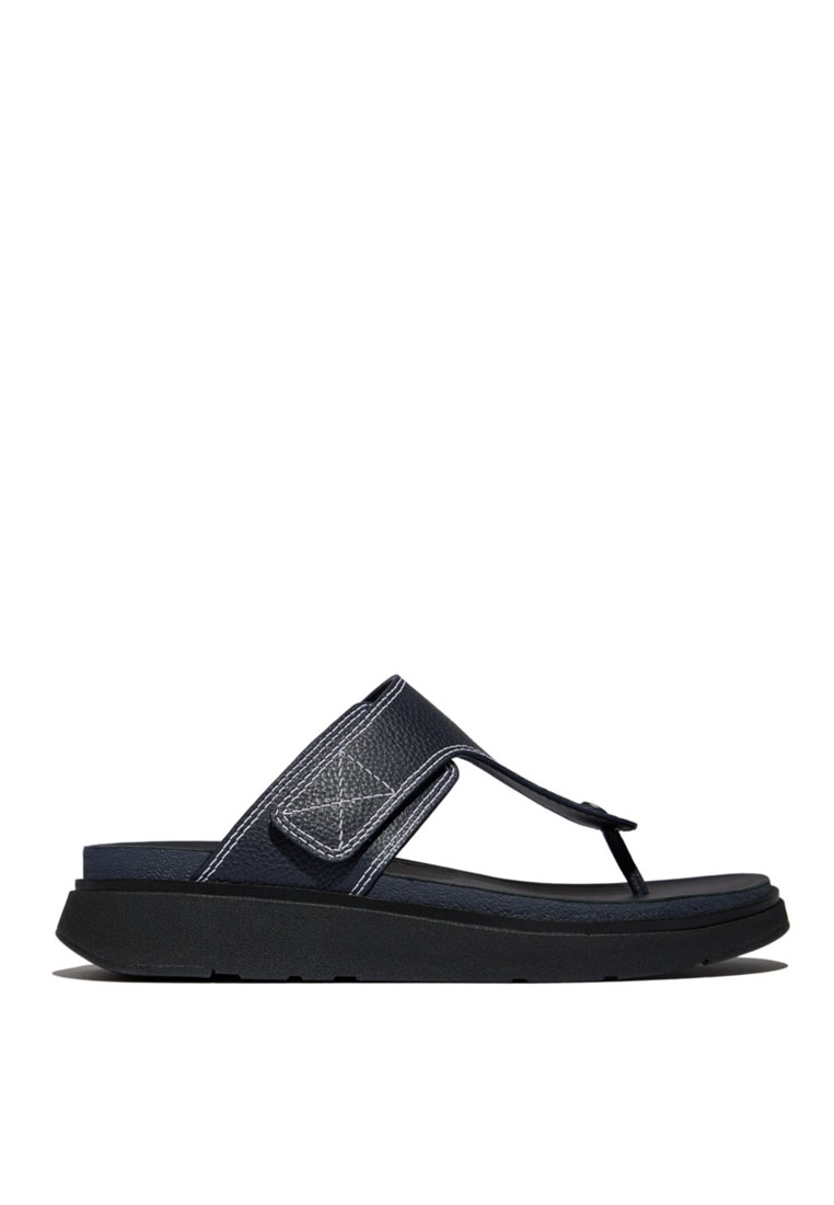 FitFlop FitFlop GEN-FF Mens Adjustable Stitch-Detail Textile/Leather Toe-Post Sandals - Midnight Nav