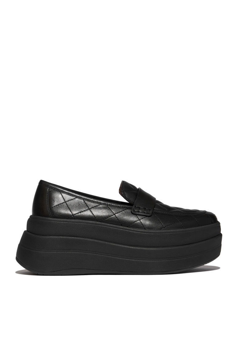 FitFlop FitFlop F-MODE Stack Quilted-Leather Loafers - All Black (E4N-090)