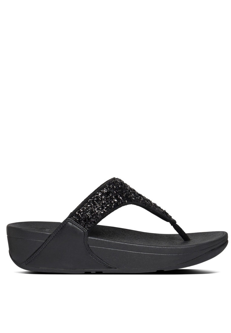 FitFlop FitFlop LULU Women's Shimmerfoil Toe-Post Sandals - All Black (CJ2-090)