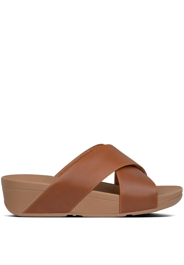 FitFlop FitFlop LULU Women's Leather Cross Slides - Light Tan (K04-592)