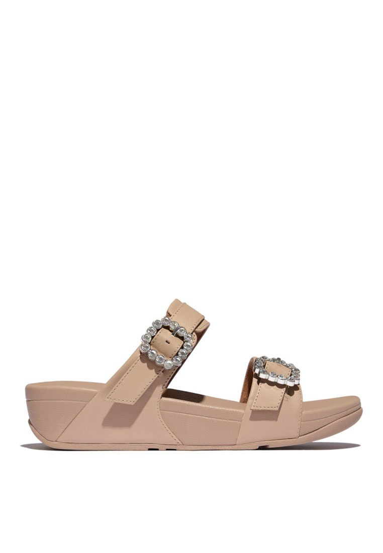 FitFlop FitFlop LULU Crystal-Buckle Leather Slides - Classic Beige (E1E-B41)
