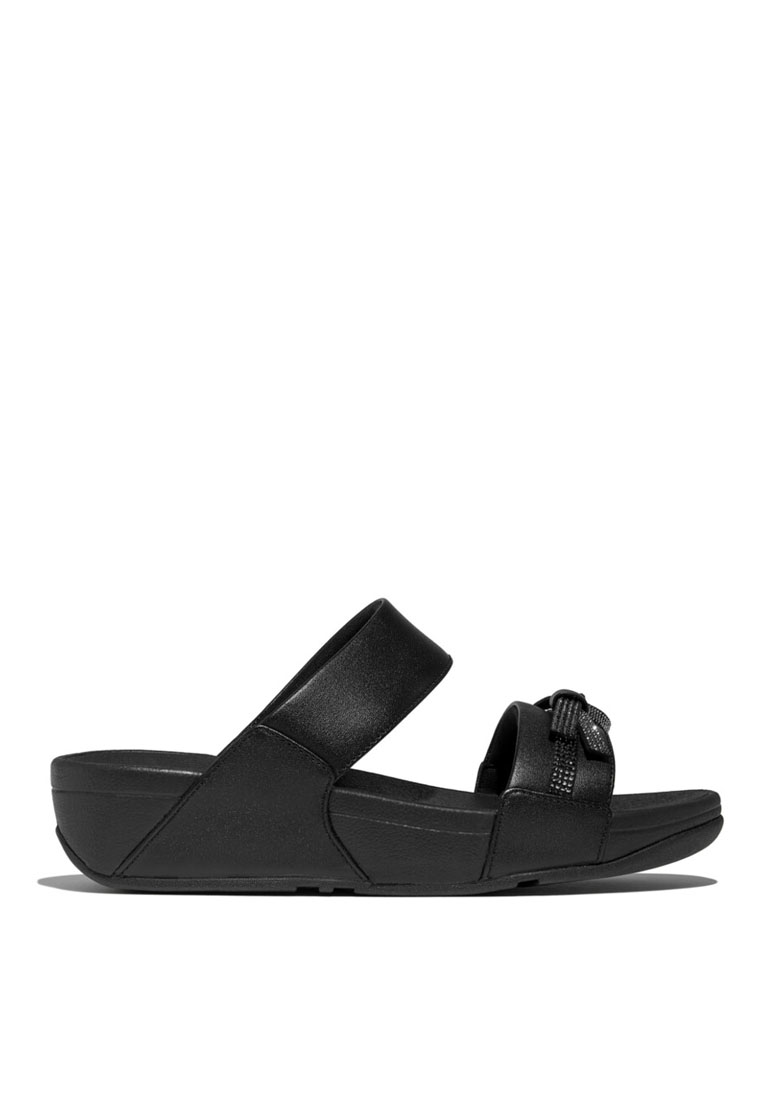 FitFlop FitFlop LULU Glitz-Bow Leather Slides - Black (E1H-001)
