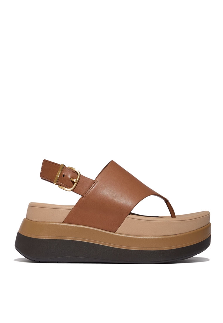 FitFlop FitFlop F-MODE Stack Leather Back-Strap Toe-Post Sandals - Deep Tan (E2G-C15)