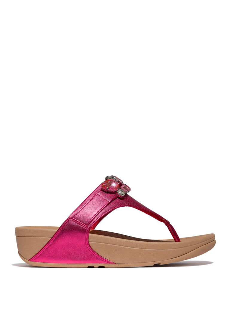 FitFlop FitFlop LULU Jewel-Deluxe Metallic-Leather Toe-Post Sandals - Metallic Wild Raspberry (HT8-B