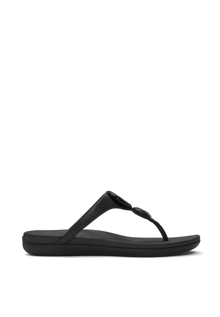 FitFlop FitFlop SOLAY Glossy-Disc Toe-Post Sandals - Black (A5W-001)