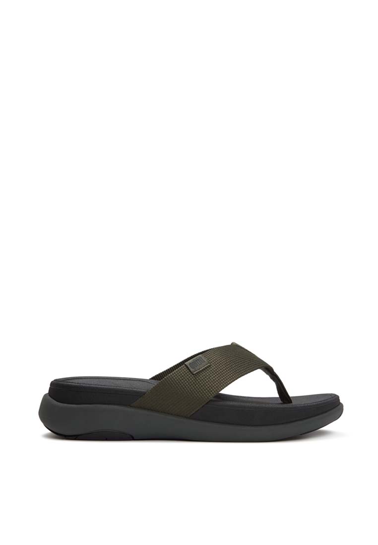 FitFlop FitFlop F-MODE Go Mens Textured-Webbing Toe-Post Sandals - Deep Olive (A1W-B77)