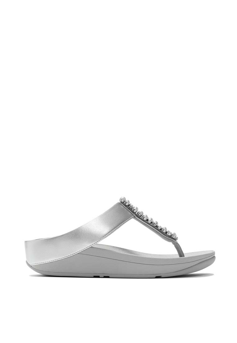 FitFlop FitFlop FINO Pearls-and-Crystal Toe-Post Sandals - Silver (A2N-011)